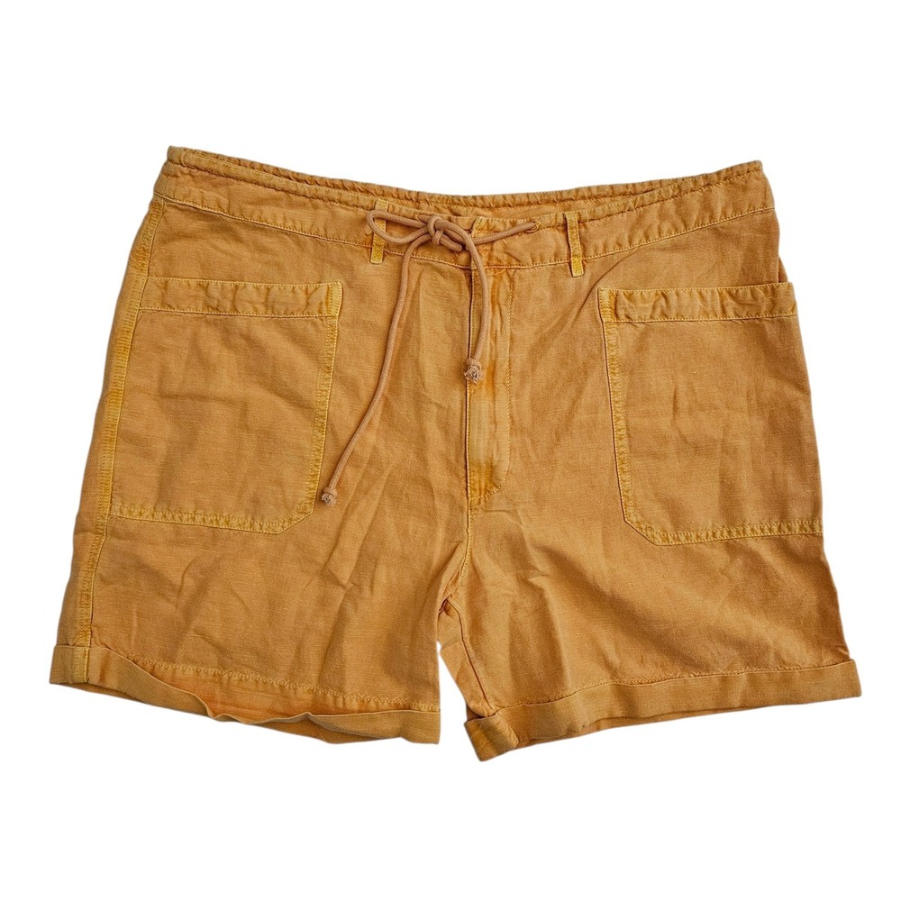 Sundance Catalog (Womens XL) Sea Level Shorts Linen Cargo Yellow Gold Drawstring